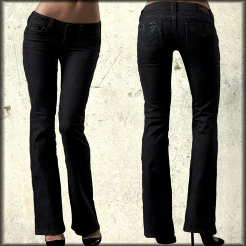 Primary image for Affliction Jaded Cord Rhinestone Flap Pocket Women Bootcut Jean Black NEW SZ 25