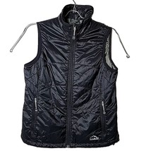 LL Bean Misses S Small Primaloft Quilted Black Full Zip Winter Cold Vest 288310 - £29.73 GBP
