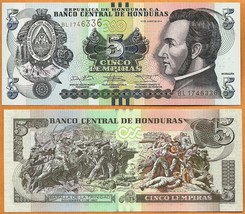 HONDURAS 2014  UNC 5 Lempiras Banknote Paper Money Bill P- 98 - £1.57 GBP