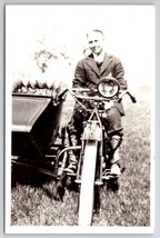 RPPC Handsome Young Man On Motorbike With Sidecar c1950s Kodak Postcard U24 - $9.95