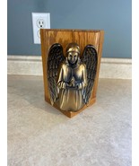 Praying Angel Solid Brass Wooden Frame Bookend - $13.75