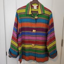 Vintage Norm Thompson Rainbow Striped Oversized Button Down Blazer/Jacke... - $39.53 CAD