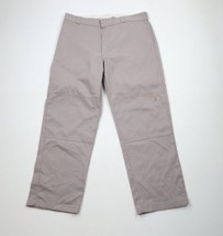 Vintage Y2K Dickies Mens 40x32 Spell Out Double Knee Loose Wide Leg Pants Gray - £52.22 GBP