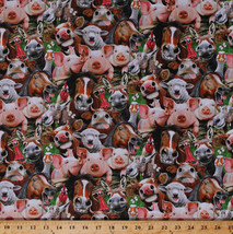 Cotton Farm Animals Selfie Funny Faces Kids Cotton Fabric Print by Yard D371.24 - £10.35 GBP