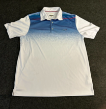 Greg Norman Play Dry Polo Golf Shirt Men&#39;s Large White Striped Short Sleeve - $15.78