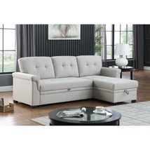 Helston Light Gray 2-Piece Reversible Sectional Sofa With Storage Chaise in Line - £784.84 GBP