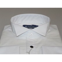Mens Oscar Banks Turkish Formal Tuxedo Shirt Cotton Wing Tip Bow tie 5504 White image 2