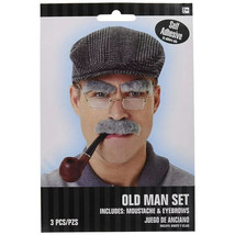 Beelittle Old Man Costume Grandpa Accessories Men Beret Hat Glasses Moustache Ey - £7.96 GBP