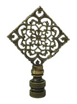 Royal Designs Diamond Floral Filigree 3&quot; Lamp Finial for Lamp Shade, Antique Bra - $24.70+