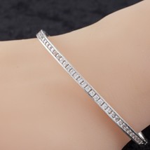 Argent Sterling Tacori Gravé Bracelet W/ Rangée De Channel Set Princesse... - $219.41 CAD