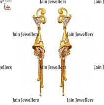 18Kt Solid Yellow Gold Cubic Zircon Party Wear Dangle Drop Earrings Fine Jewelry - £1,327.95 GBP