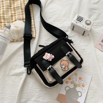 W cute girl canvas student korean version one shoulder small square bag multifunctional thumb200