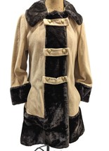 VTG 1960s MOD Wool Faux Fur Winter Coat Susan Lynn  Camel AmericanUnion GlamRock - £116.29 GBP