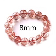Natural Red Hair Rutilated Bracelet Jewelry Woman Man Clear Round Beads Stone St - £144.69 GBP