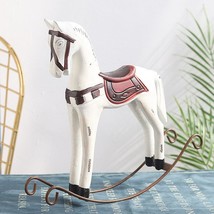 Creative European Decoration Statue Wood Hemp Rope Rocking Horse Handmade Gift H - £37.03 GBP