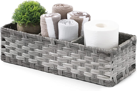 Toilet Tank Topper Paper Basket - Hand Woven Plastic Wicker Basket with ... - £17.53 GBP
