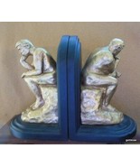 Set of Book Ends The Thinker Gold Tone 7.25 x 4.5 x 5&quot; - £23.58 GBP