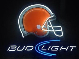 New Cleveland Browns Bud Light Helmet Beer Neon Sign 24&quot;x20&quot; - £195.55 GBP