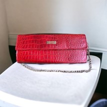 Chi by Carlos Falchi Red Snakeskin Leather Wristlet Clutch Bag VTG Walle... - $14.59