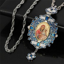 Virgin Mary Child Jesus Orthodox Ornate Medallion Necklace Pendant Jewel... - £33.22 GBP