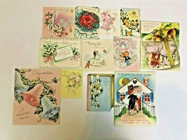 Vintage Greeting Card Lot Wedding Bridal Paper Shower Crafts Ephemera  - $9.00