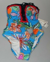 Trina Turk Multicolor Tropical Bandeau One-Piece Women&#39;s Swimsuit Size 6 TT9HA11 - £77.53 GBP