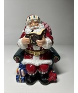 Santa Claus Trinket Box 5.75&quot;H Santa  in Chair Reading Smoking Pipe...Ch... - $8.88