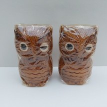 Vintage ANIMAL DELIGHTS 4 3/4&quot; WINKING OWLS (2) Hand Painted Candles 1970&#39;s - $16.78