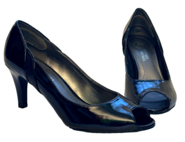 Mootsies Tootsies Black Patent Peep Toe Stiletto Dress Pumps Size 7.5 US - £15.98 GBP