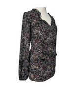 Loft Floral Tie Neck Blouse Size M Colorful Garden Cottage Spring Summer... - $24.43 CAD