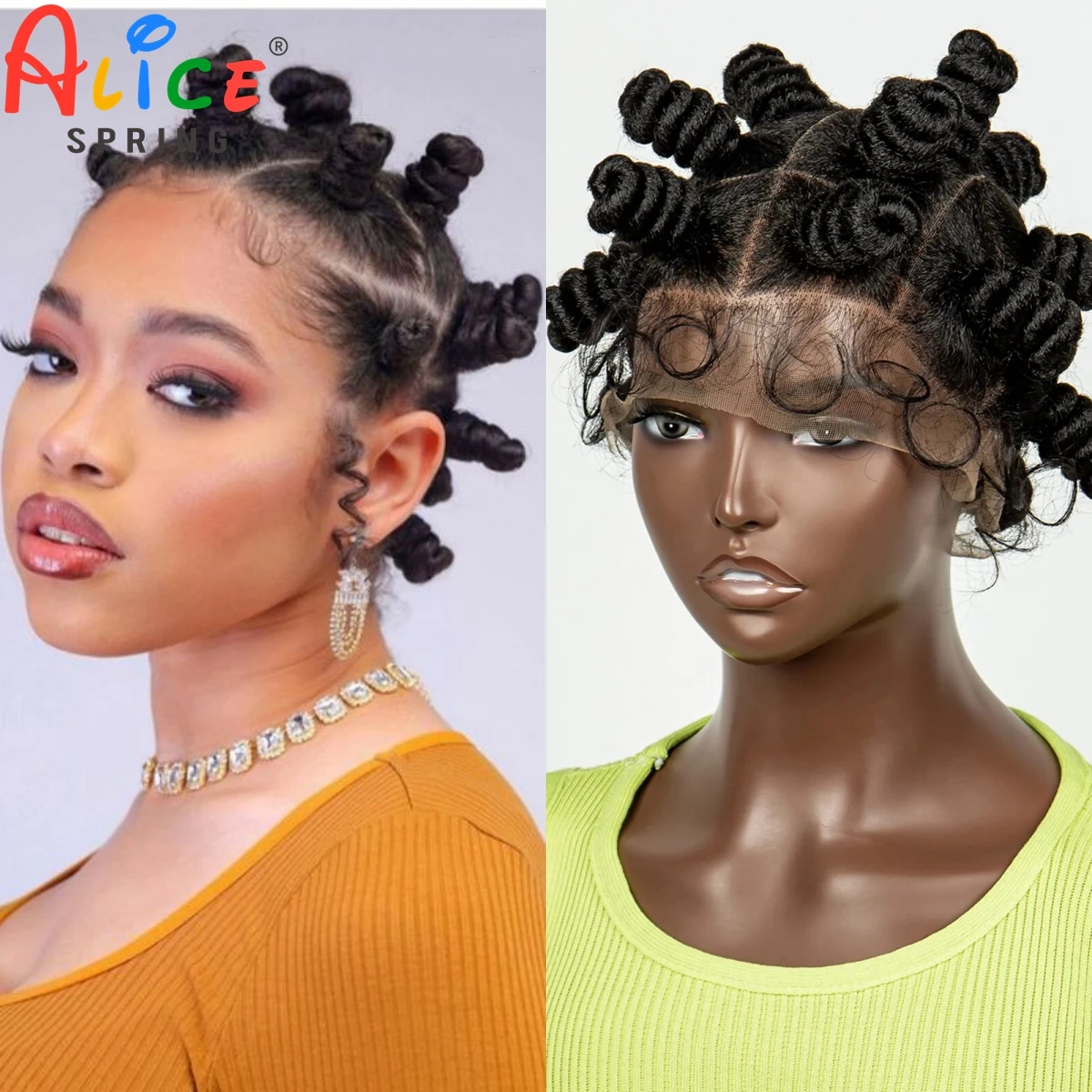 Bantu Knotless Braided Wig Full Double Lace Front Braids Wigs for Black Women - £123.70 GBP