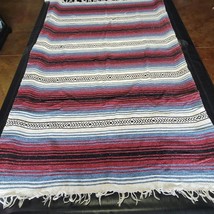 Southwestern Striped Tapestry Throw Blanket Fringe Horse Blanket 50x 76 Vtg - $49.99