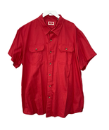 Vintage Wrangler Mens Short Sleeve Button Up Shirt Size 2XL XXL Red Cott... - £23.49 GBP