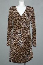 Michael Kors Leopard Criss Cross Top Zipper Gathered Side Stretch Dress Wm&#39;s M? - £34.35 GBP