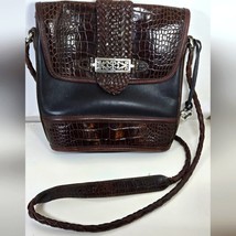 Brighton black and brown croc embossed leather crossbody bag - £29.58 GBP