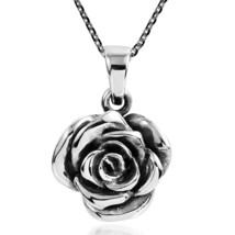 Beautiful Blooming Rose .925 Sterling Silver Necklace - £28.32 GBP