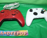 2 Microsoft Video Game Controllers Red 1708 And White 1914 - $74.24