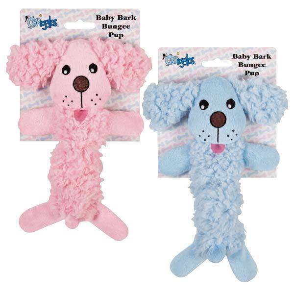 Baby Bark Bungee Stretch Puppy Dog Toys Pink or Blue Soft Plush Toy Smal... - $12.89