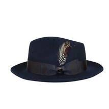 Mens Bruno Capelo Hat Australian Wool Fedora Teardrop Crown Fabio FB224 Navy image 5