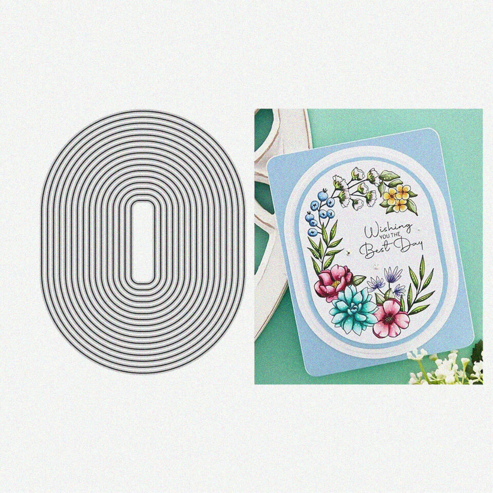 Oval Border Die Cuts for Scrapbooking, Metal Cutting Dies for Card Makin... - $19.75
