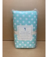 Pottery Barn Kids  AQUA BLUE Polka Dot STANDARD Quilted Pillow Sham - Fr... - $26.99