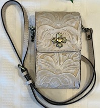 Patricia Nash Cancella Tooled Leather Crossbody Shoulder Bag Wallet Bone... - $37.00