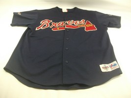 Braves 8 Majestic L Blue Baseball Jersey Made USA - $22.38