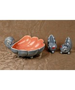 Red Wing Pottery Org. Labels Console Dish Shell Candle Holders Set Pink ... - $190.03 CAD