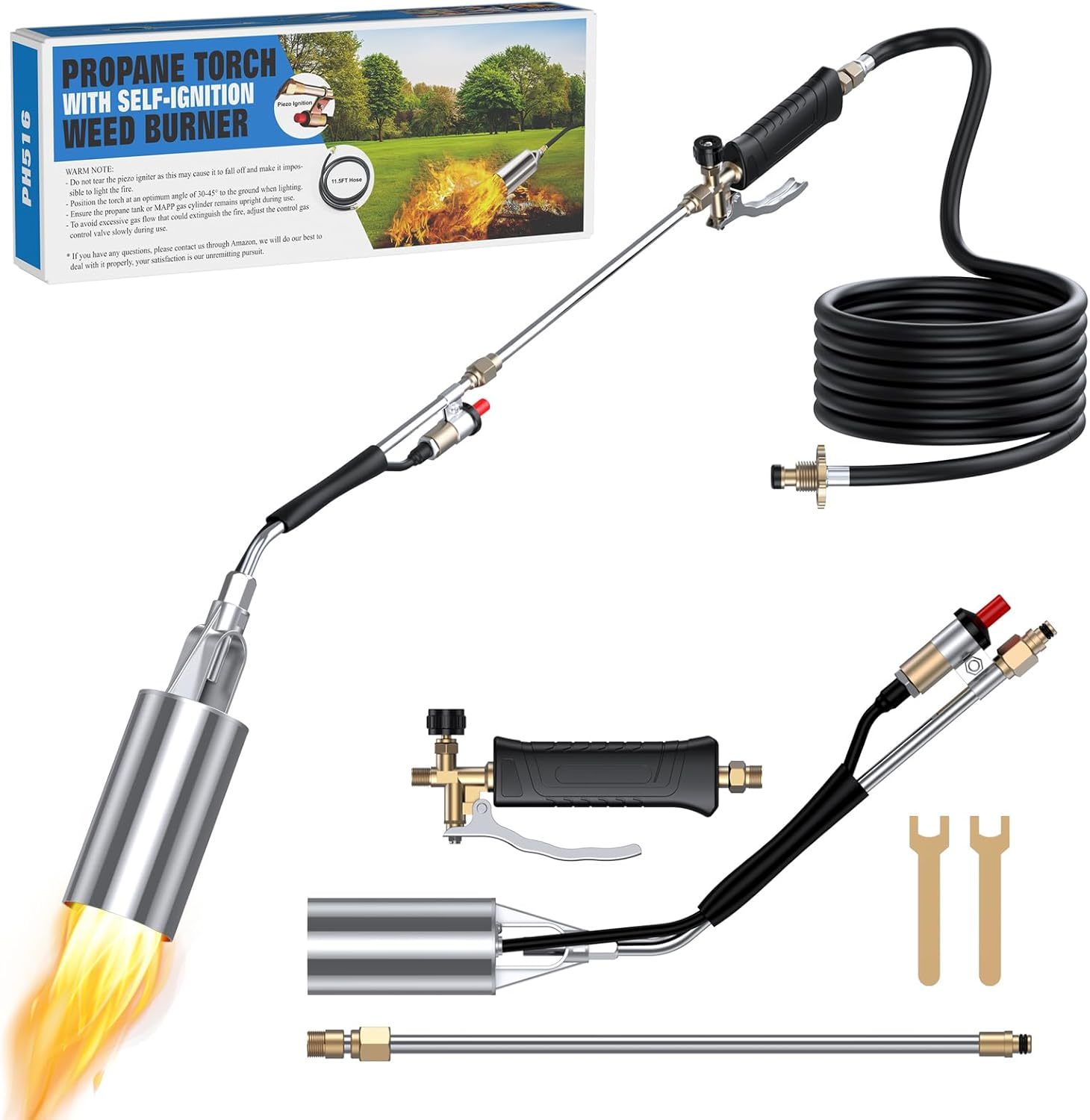Propane Torch Weed Burner, 1,800,000 Btu Blow Torch For Weeds With, Barb... - $59.96