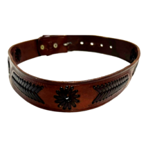 Genuine Embossed Braided Brown leather belt size 30 Western Rodeo Men Women VTG - £29.88 GBP