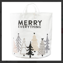 NEW Large Canvas Storage Tote Merry Everything 18&quot; W x 20&quot; W x 18&quot; D HOL... - £43.38 GBP