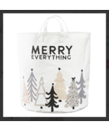 NEW Large Canvas Storage Tote Merry Everything 18&quot; W x 20&quot; W x 18&quot; D HOL... - £42.66 GBP