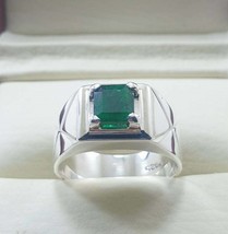 Genuine Emerald Signet Men&#39;s Ring Oval Signet Men&#39;s Ring Men&#39;s Emerald Ring Wedd - £113.05 GBP