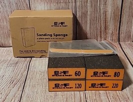 Durable Sanding Sponge: 60 80 120 220 Grit Sanding Block - Multi-Purpose - 4 Pcs - £13.34 GBP